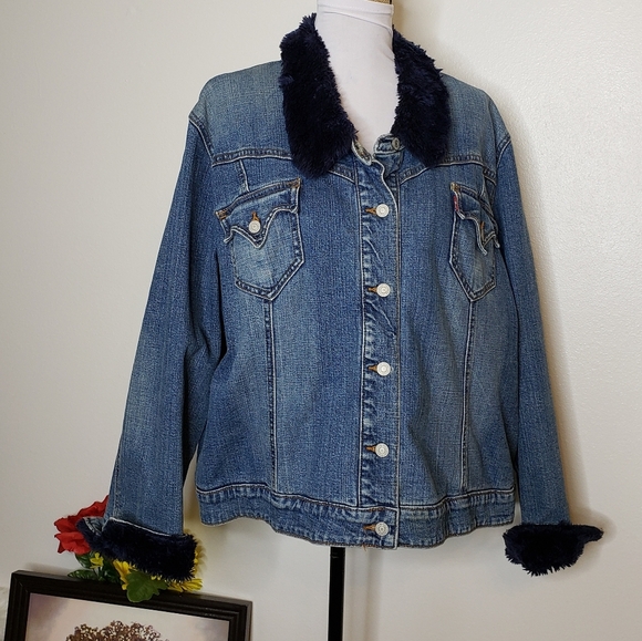 RARE Vintage 70s Levi Sherpa Truckers Denim Jean Quilted Jacket Unisex Spring - Picture 9 of 16